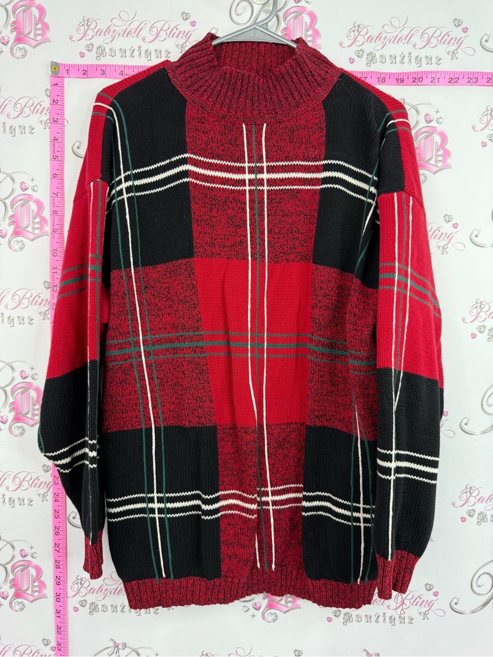 Principles sweater Red & Black Plaid Knit Turtleneck